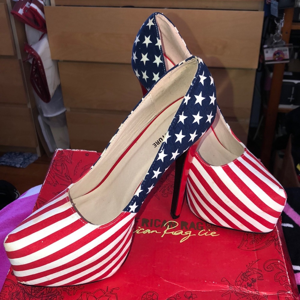 American Flag Platform Heels